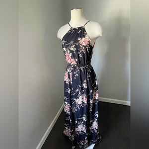 Lulu's Feel the Music Navy Blue Floral Print Maxi Dress
